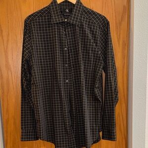 Black and white non-iron slim fit dress shirt